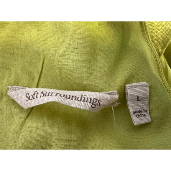 NWT Soft Surroundings Green-Yellow Linen Halter Maxi Dress - Picture 7 of 8